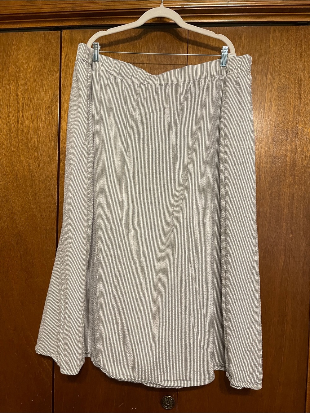 Eileen Fisher 3x Women's A-Line Midi Seersucker Striped Skirt
